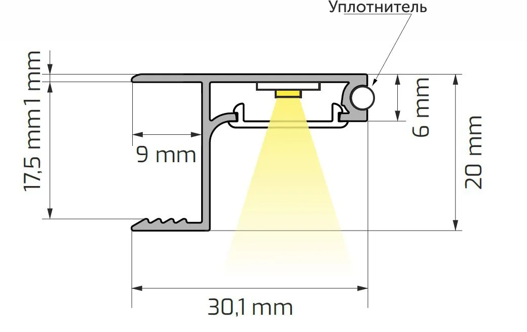 Уплотнитель для торцевого профиля CAPELLA, (1 упак = 2 м.п.), AKS
