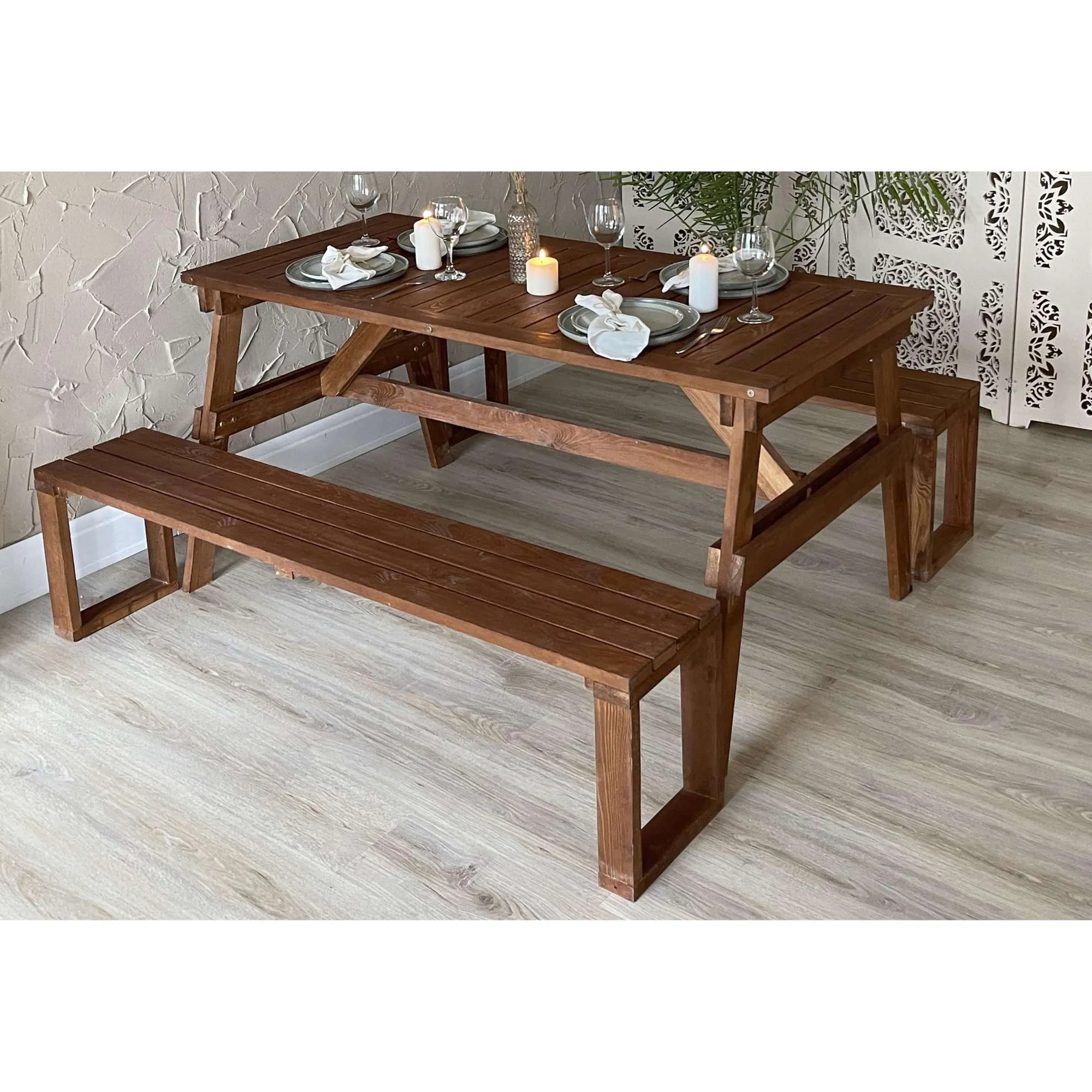 Скамья садовая 1530*290*395 DYATEL, сосна (цвет дуб)