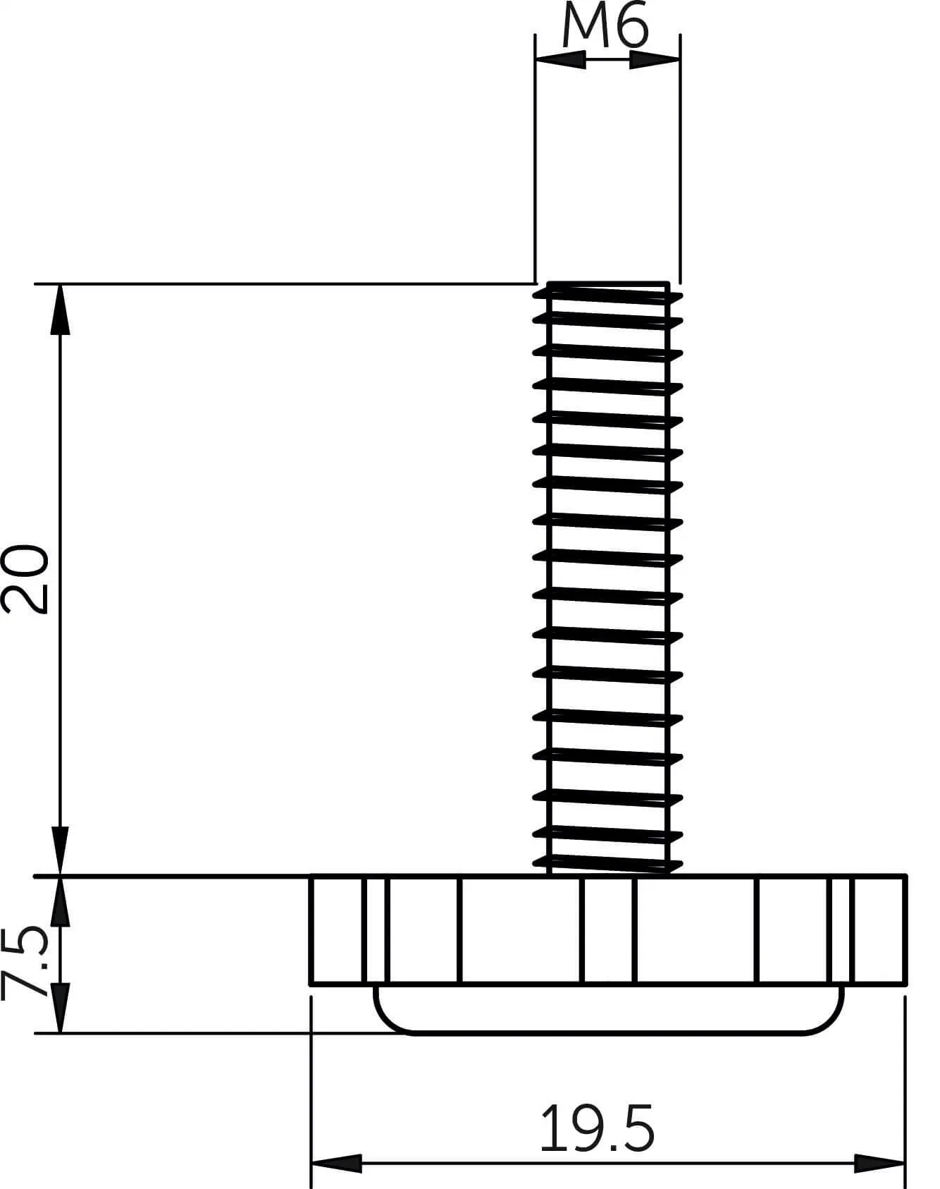 Регулятор уровня М6 черный (1 упак. = 250 шт.) AKS