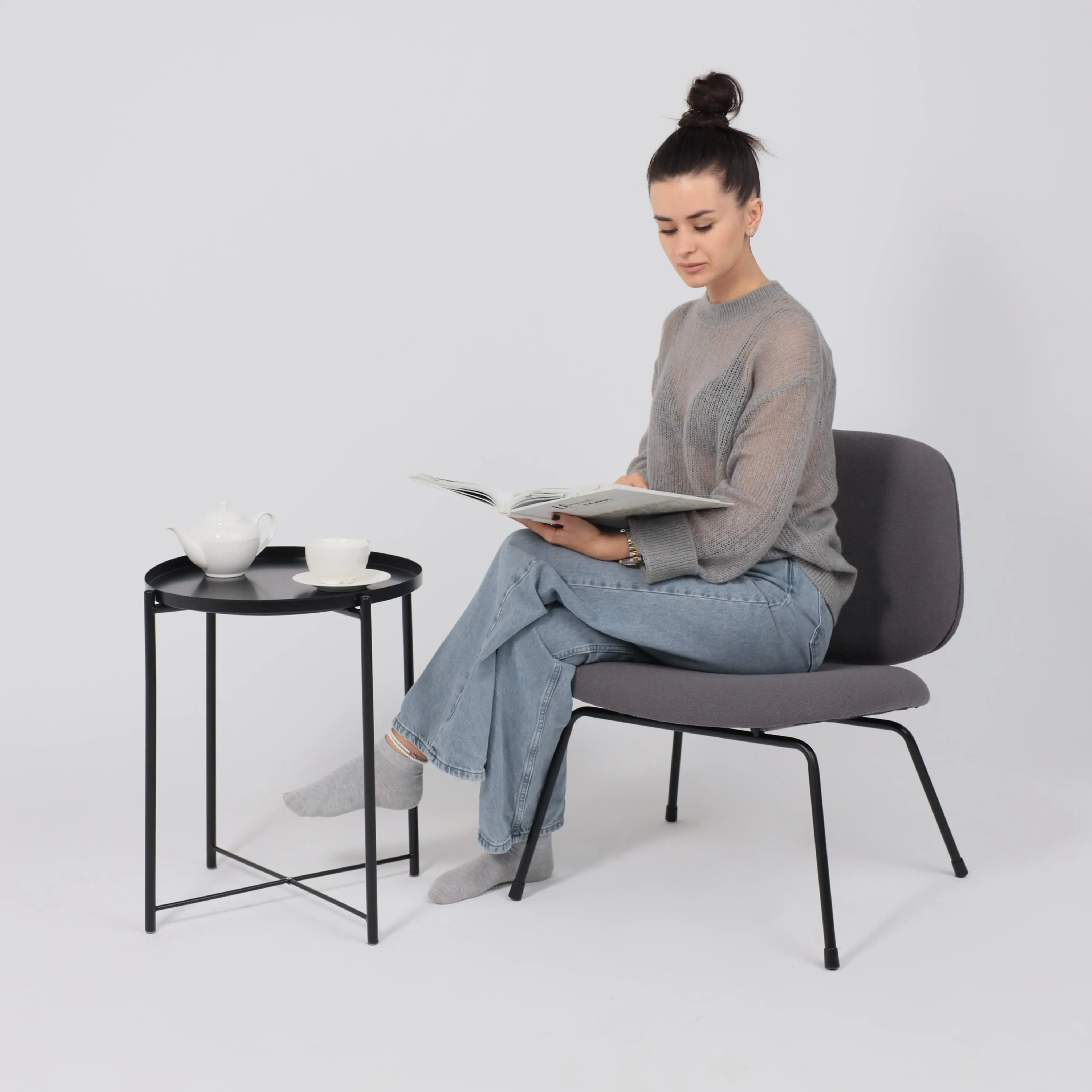 Кресло SWAY, серое букле SD8068-5/черный
