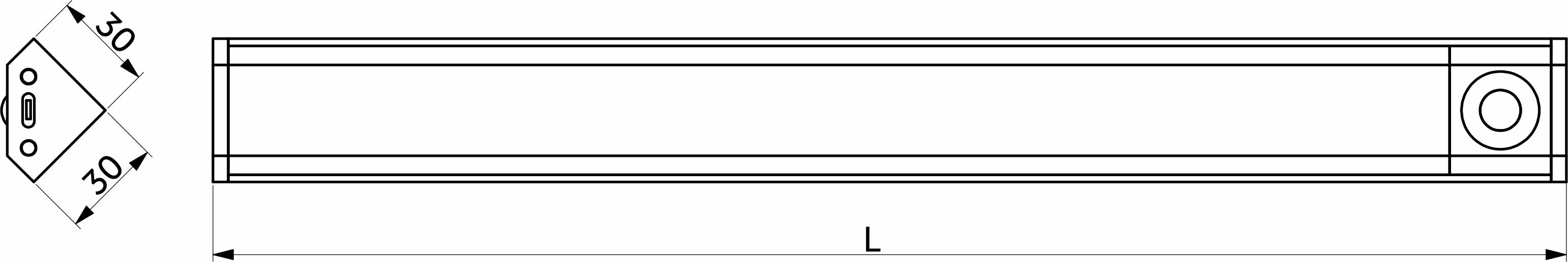 Светильник светодиодный Luminara, аккумуляторный, на движение, 2W, 300 мм, алюминий, AKS