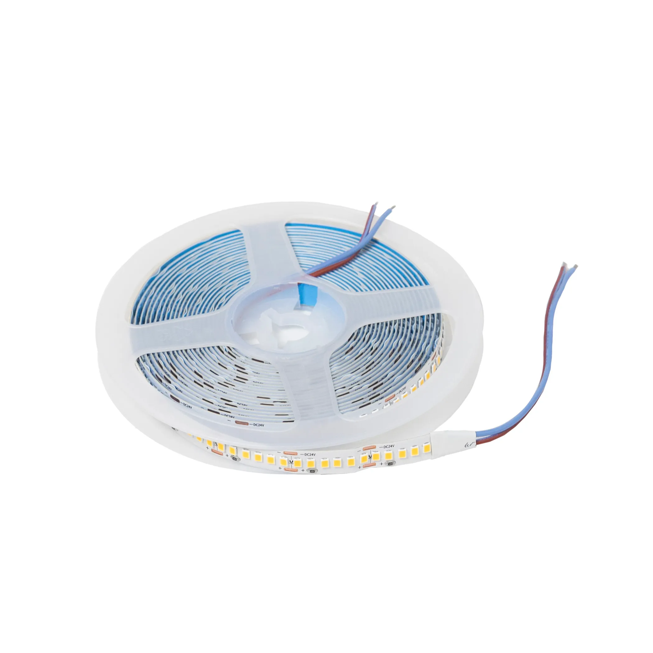 Лента светодиодная - 19,2W/m, 24V, 10мм, 2835, 240 д/м, IP20, теплый белый (3000K), CRI>80, 2000 Lm, 5м, AKS