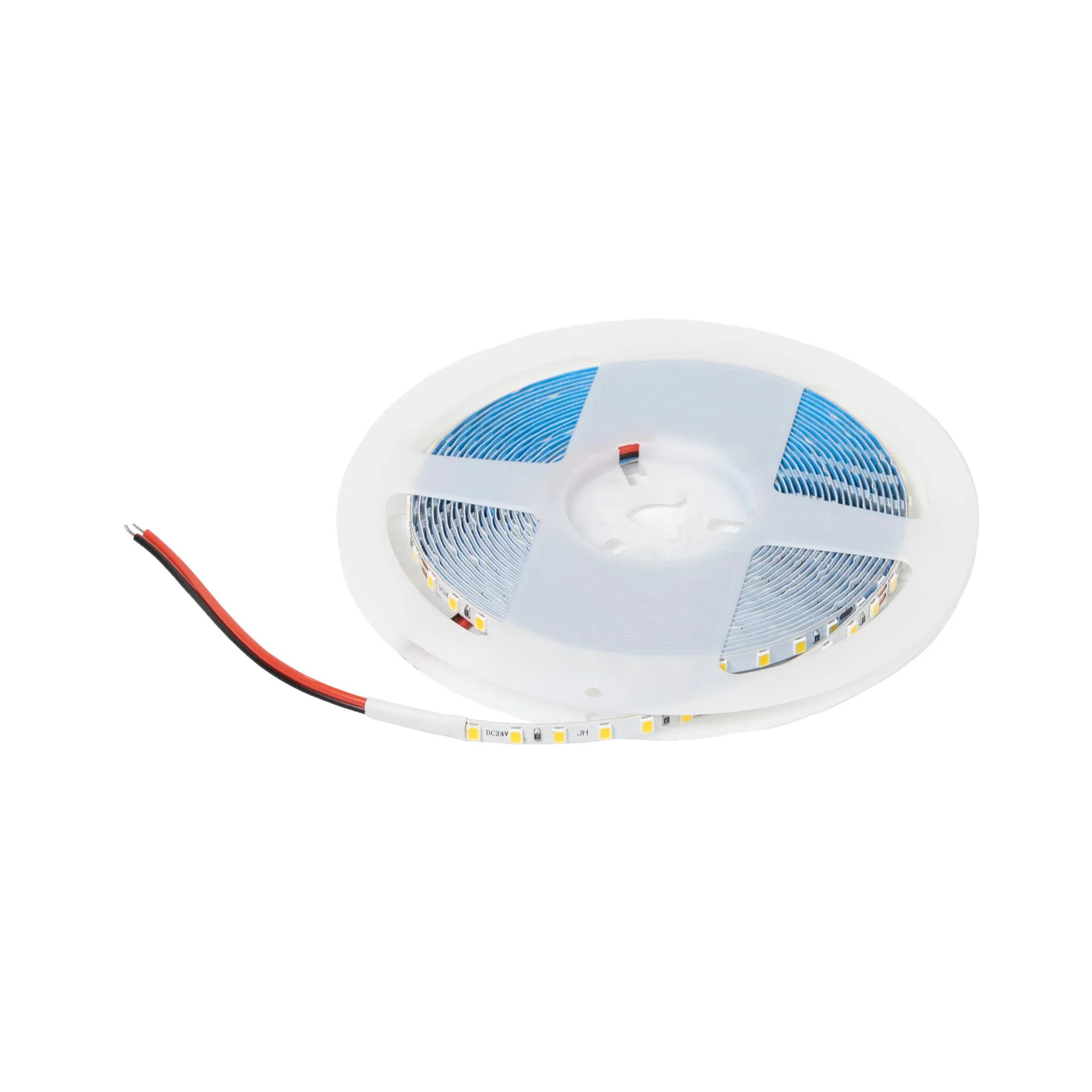 Лента светодиодная - 9,6W/m, 24V, 5мм узкая, 2835, 120 д/м, IP20, теплый белый (3000K), CRI>80, 1100 Lm, 5м, AKS