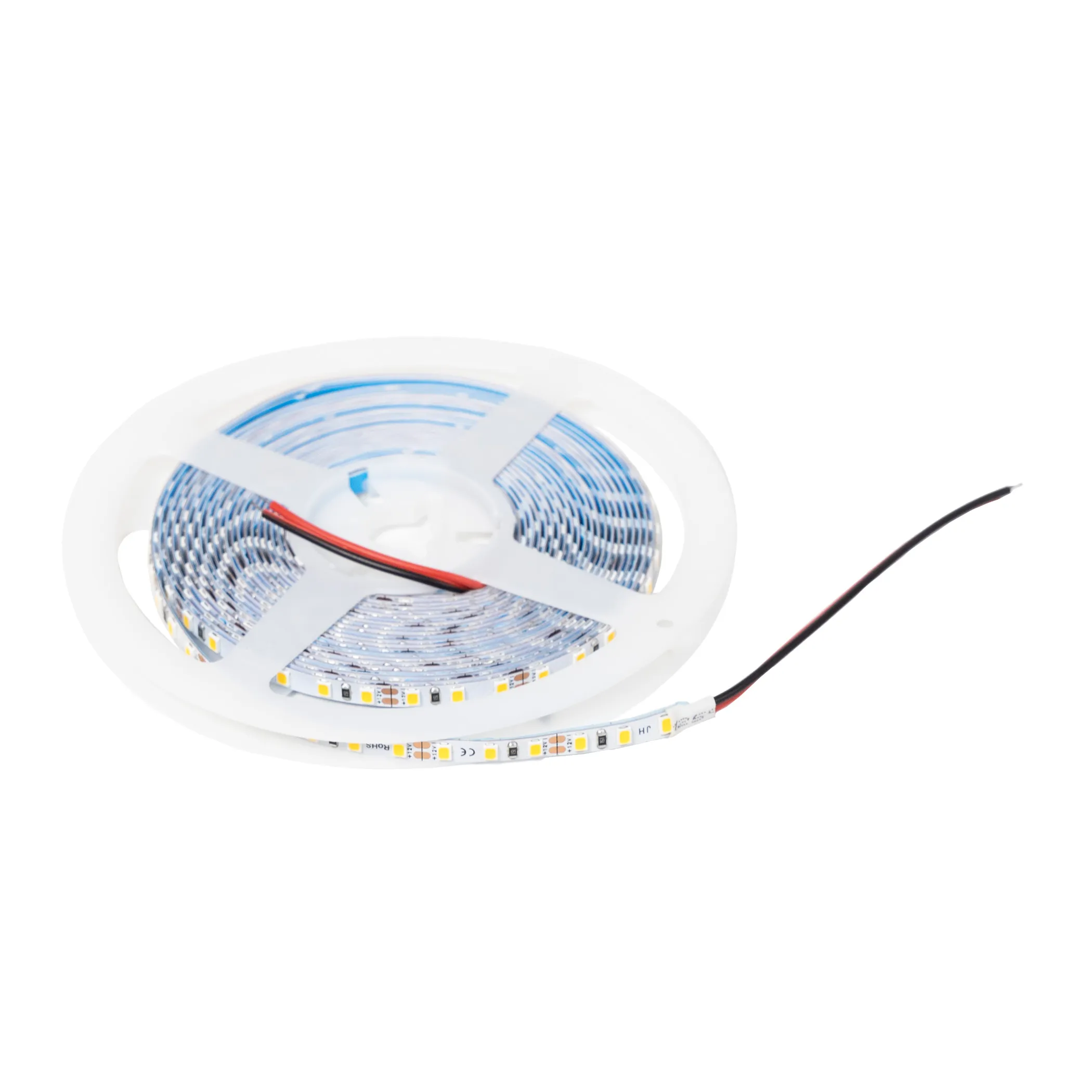 Лента светодиодная - 9,6W/m, 12V, 5мм узкая, 2835, 120 д/м, IP20, теплый белый (3000K), CRI>80, 1100 Lm, 5м, AKS