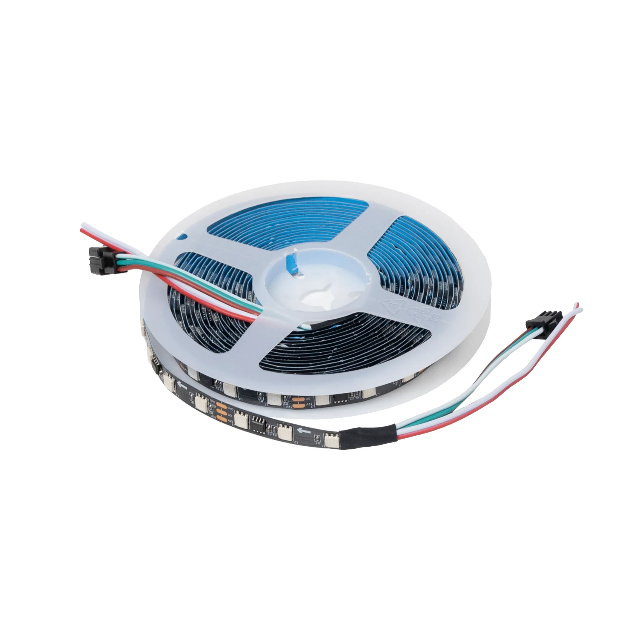 Лента светодиодная RGB SPI ("Бегущий огонь") - 10W/m, 12V, 10мм, 5050, 60 д/м, IP20, цветная - 5м, AKS