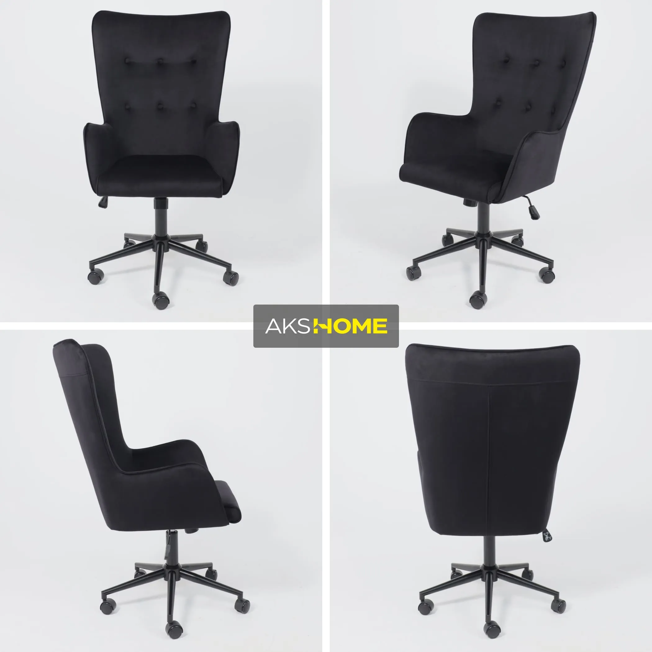Кресло поворотное BELLA XL black, Seven 035, велюр/черный