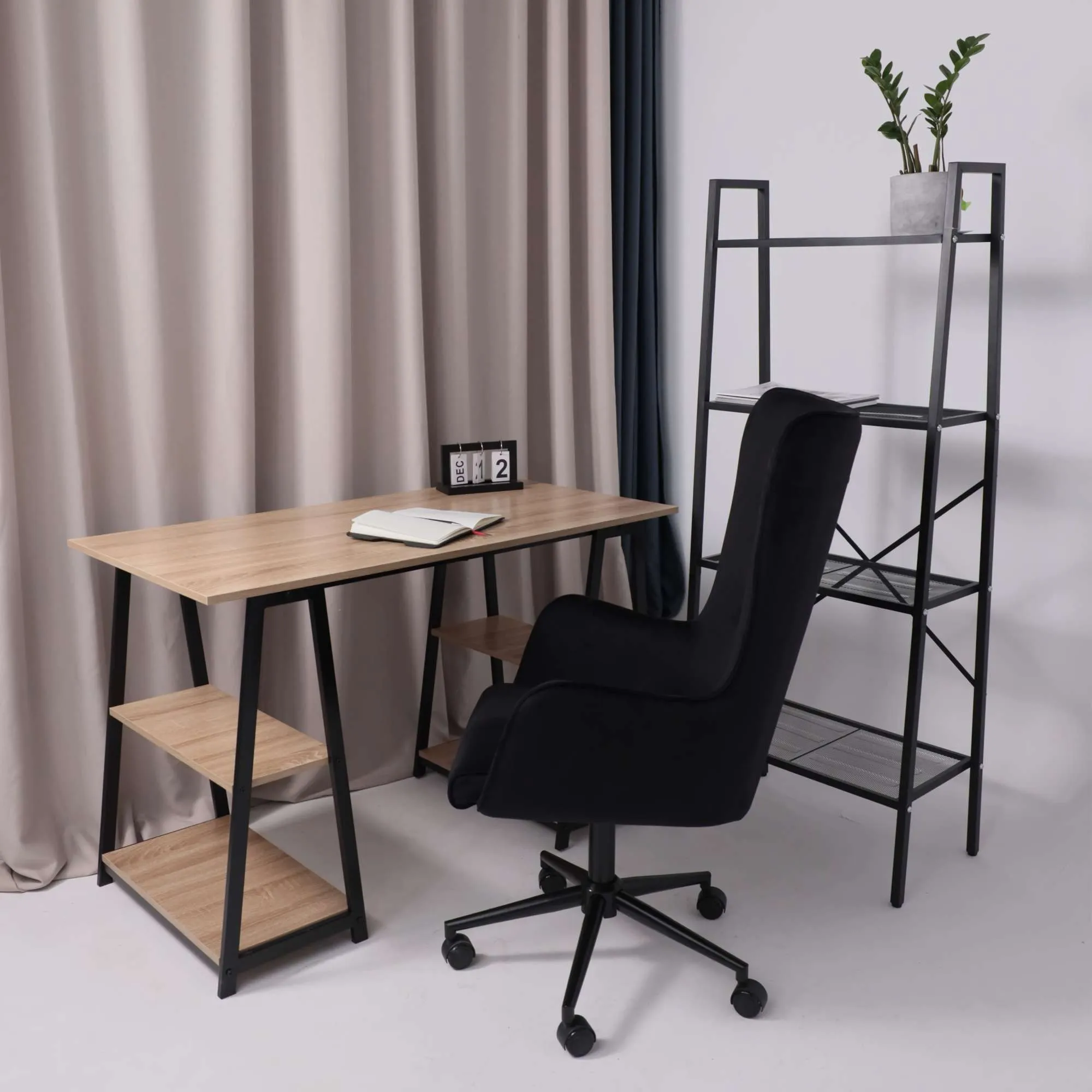 Кресло поворотное BELLA XL black, Seven 035, велюр/черный