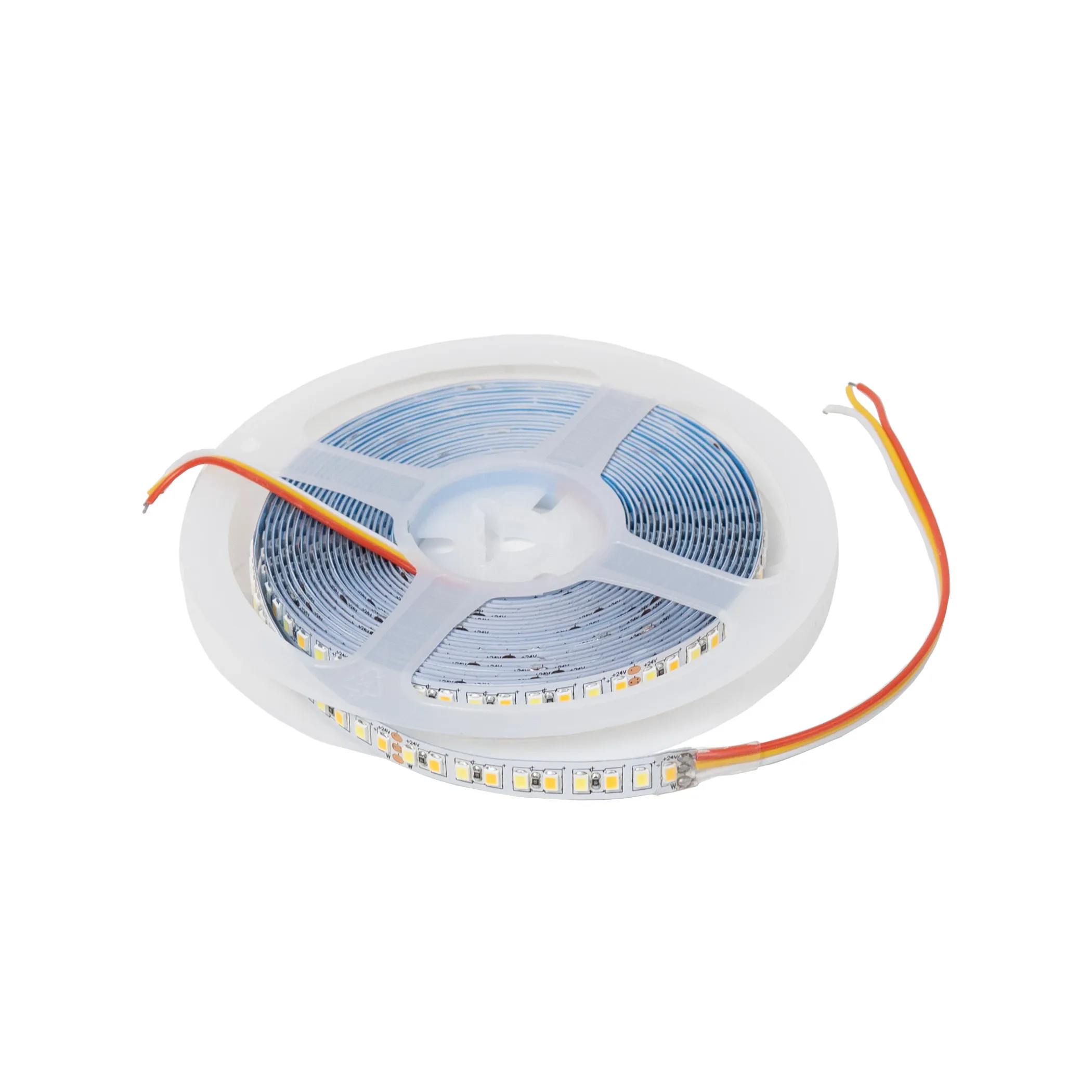 Лента светодиодная двухцветная (CCT) - 14,4W/m, 24V, 8мм, 2835, 180 д/м, IP20, тепл-холод белый, 5м, AKS