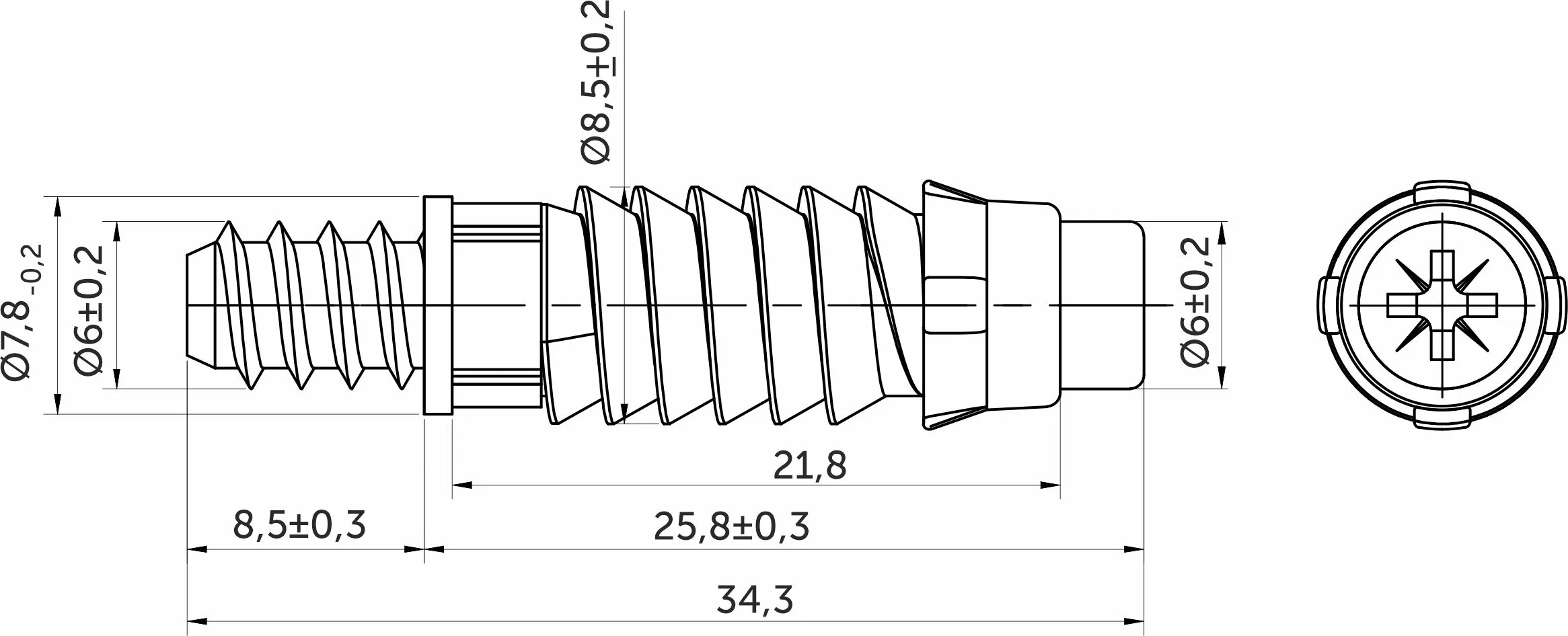 Скрытая стяжка-шкант, неразборная, D8.8 (уп/ 0,1 тыс.шт) AKS
