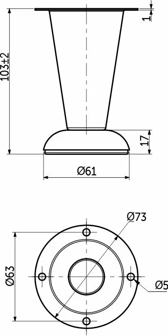 Опора меб. мет. D-780 h100 хром AKS