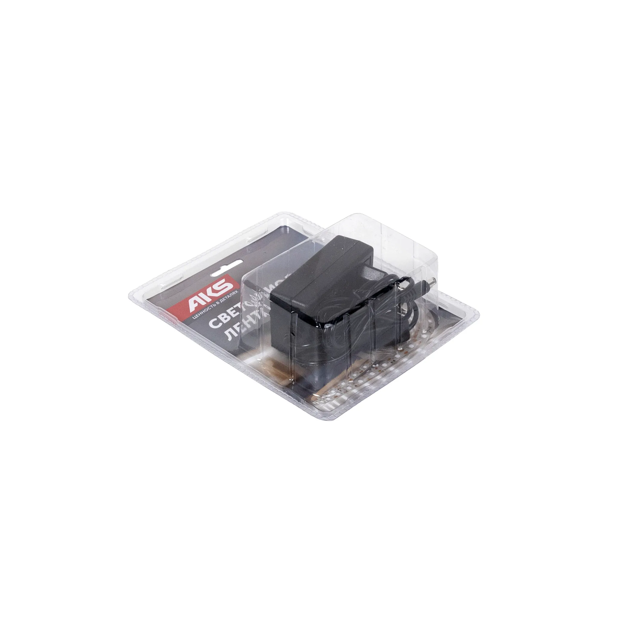 Лента светодиодная - 9,6W/m, 12V, 8мм, 2835, 120 д/м, IP20, нейтральный белый (4000K) - 5м, + блок питания, AKS