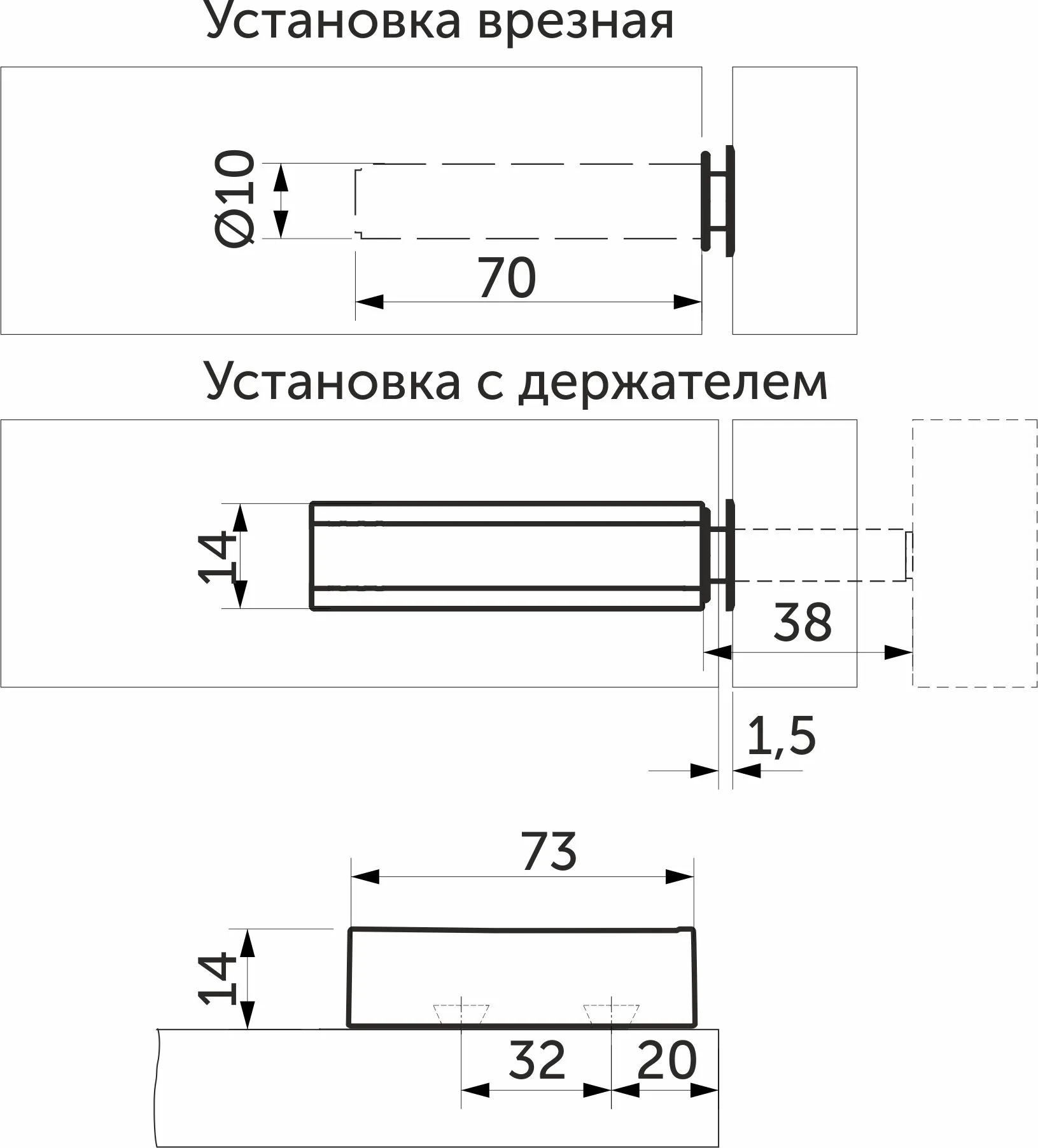 Механизм push-to-open наконечник магнитный накладной/врезной серый GRIDLI