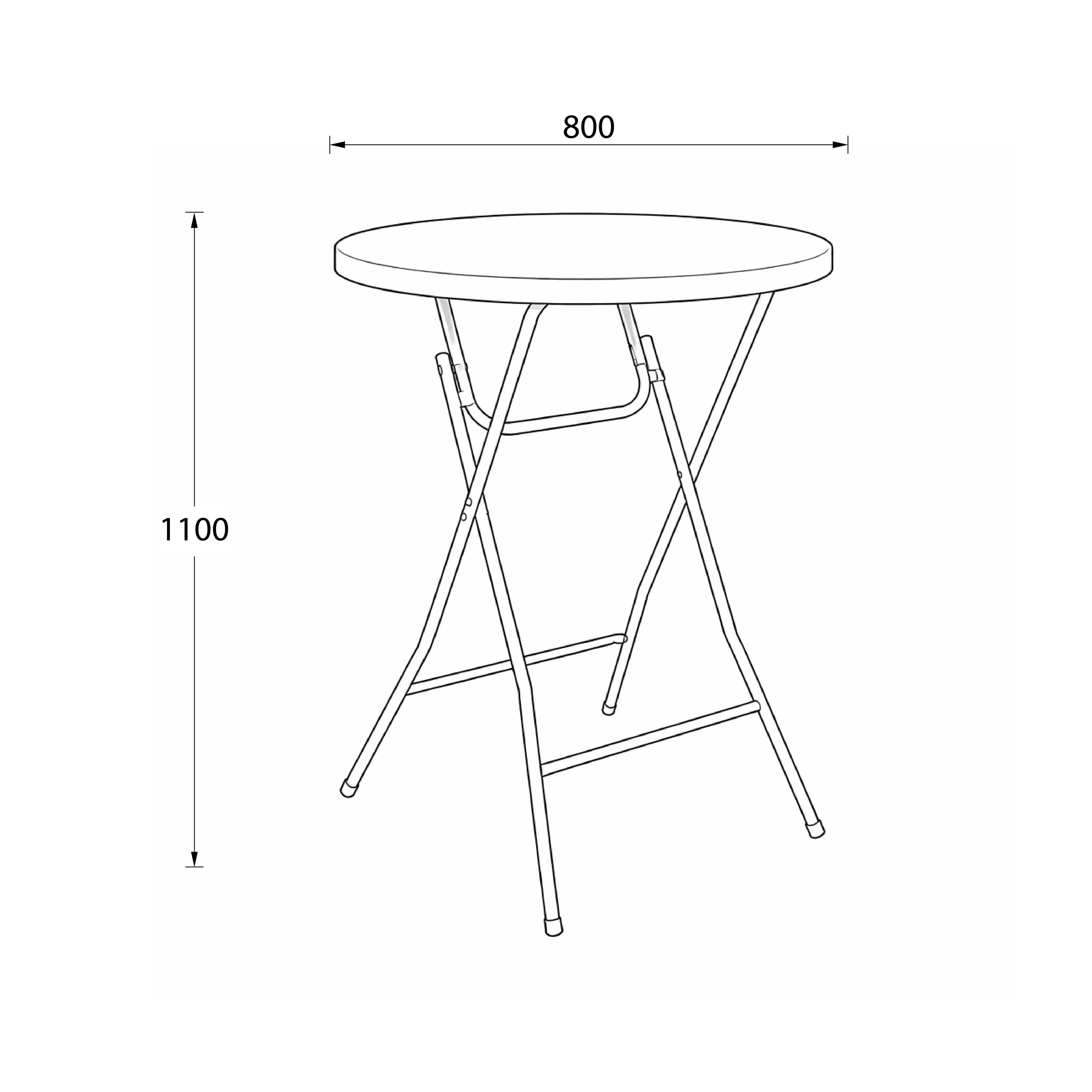 Стол складной Table AKS тип 20, белый (D80х110)