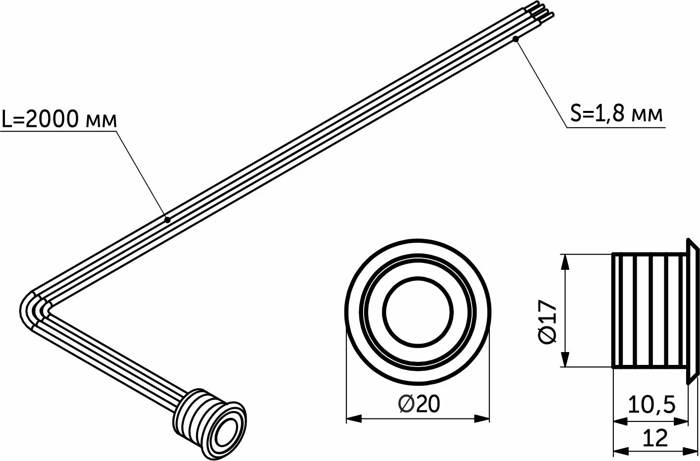 Выключатель сенсорный, с диммированием, врезной, 12V/24V, 60W/120W, синяя подсветка, цвет хром, без коннекторов, AKS