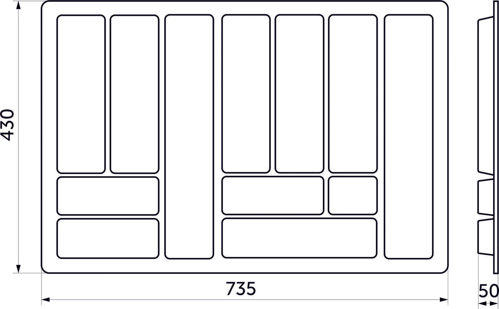 Лоток для столовых приборов 800 COMFORT (735*430), металлик РП