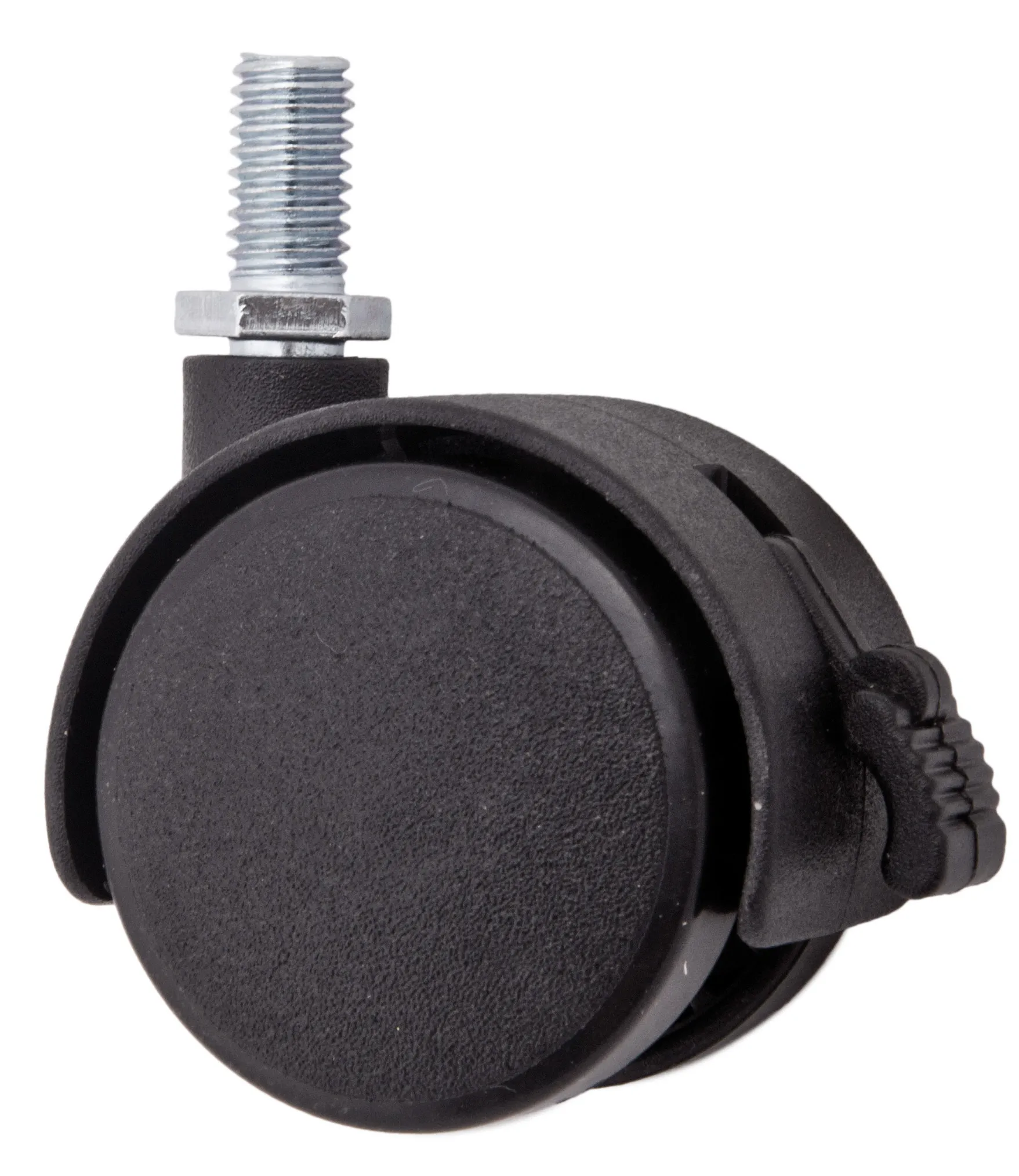 Колесо меб. пласт. d40 с винтом М8 с торм., черный AKS