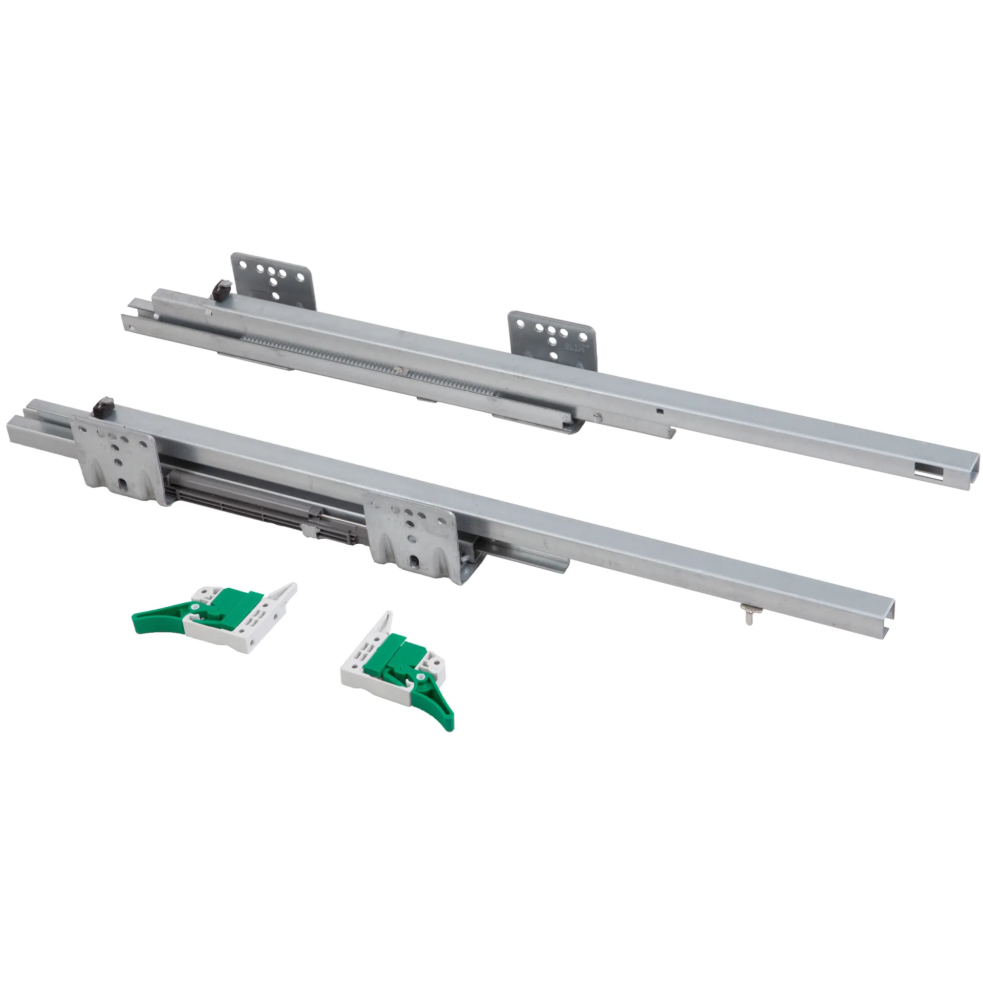 Направляющая скрытого монтажа L-300 с доводчиком ДСП до16mm с замками AKS SLIM SLIDE полное выдвижение