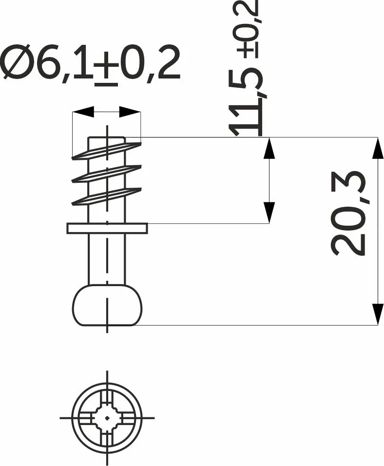 Шток эксцентрика быстрый монтаж 6*11 (уп/0,2тыс.шт) AKS