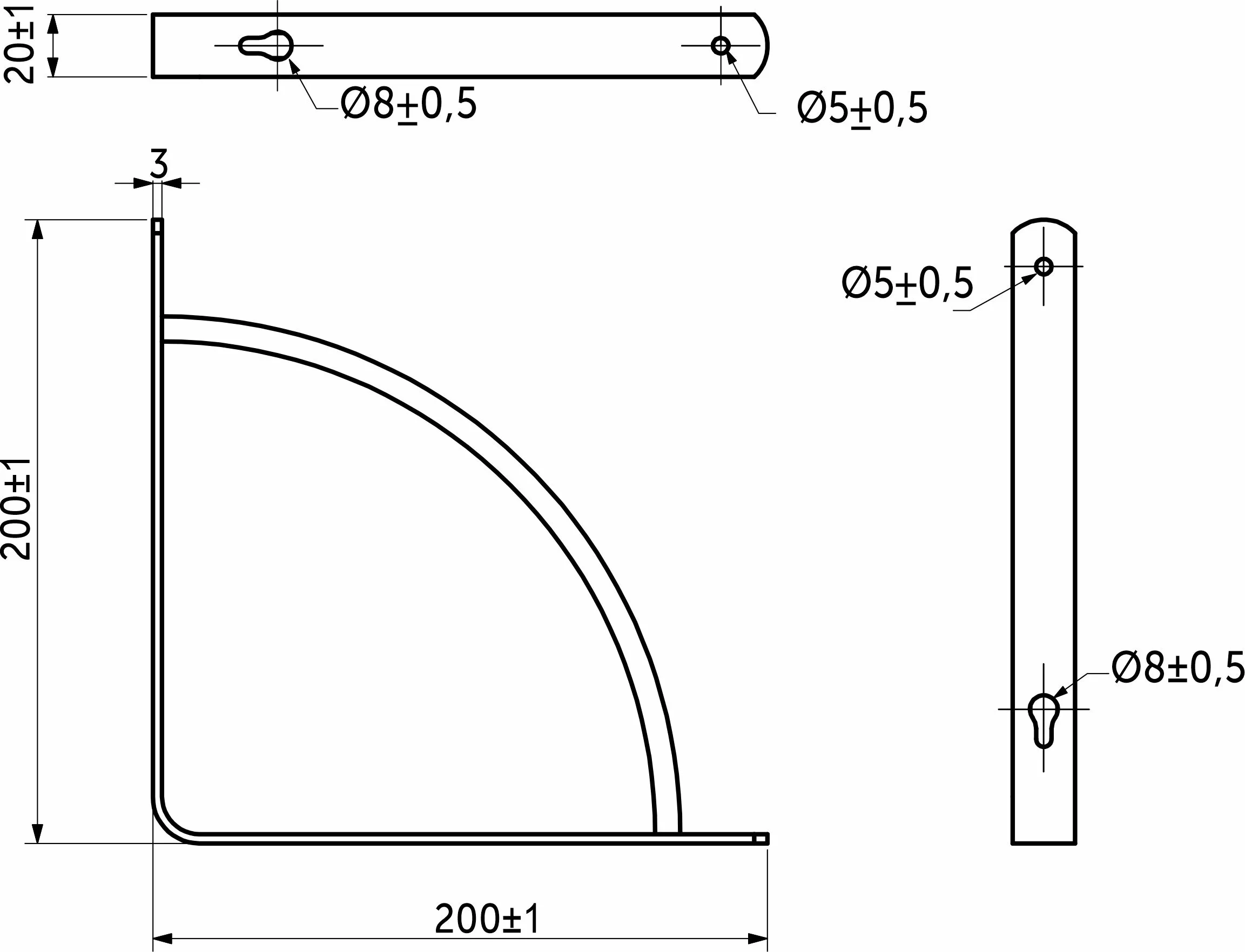 Полкодержатель мет. ORBIT 200*200*20*3, черный AKS