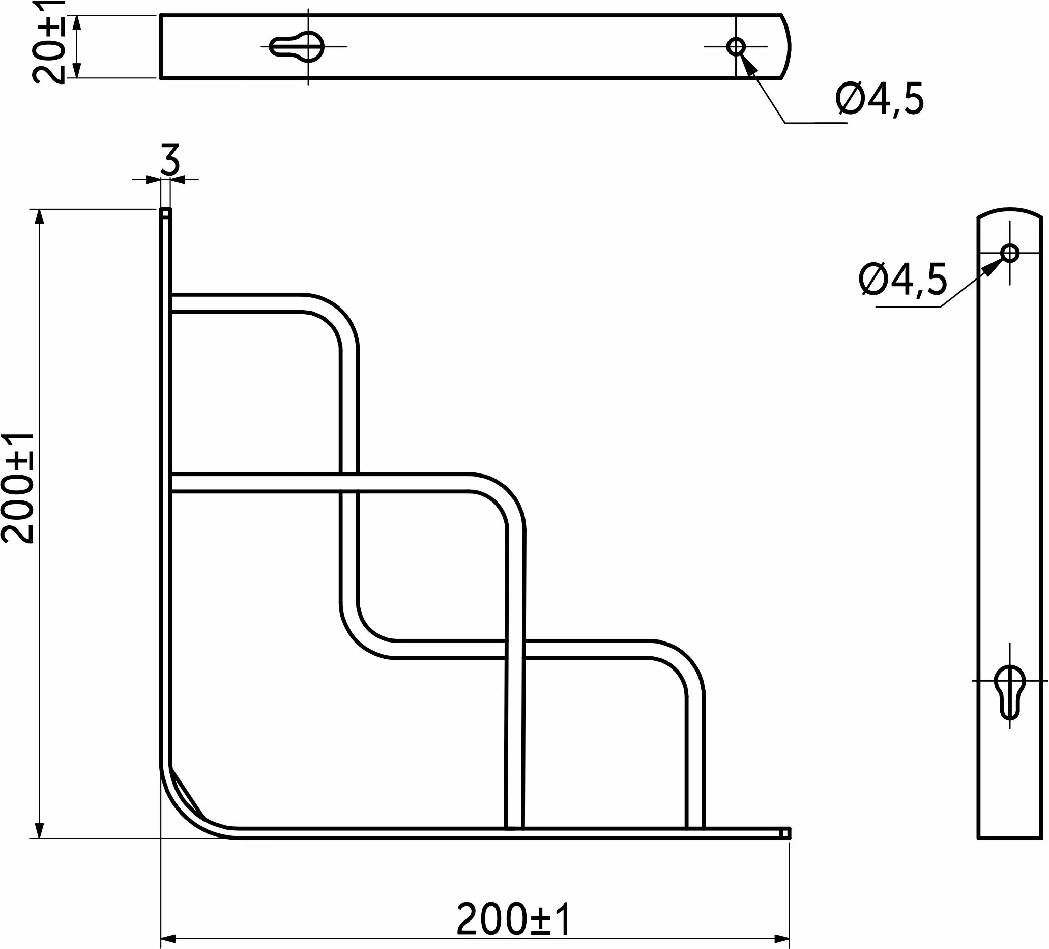 Полкодержатель мет. QUADRO 200*200*20*3, черный AKS