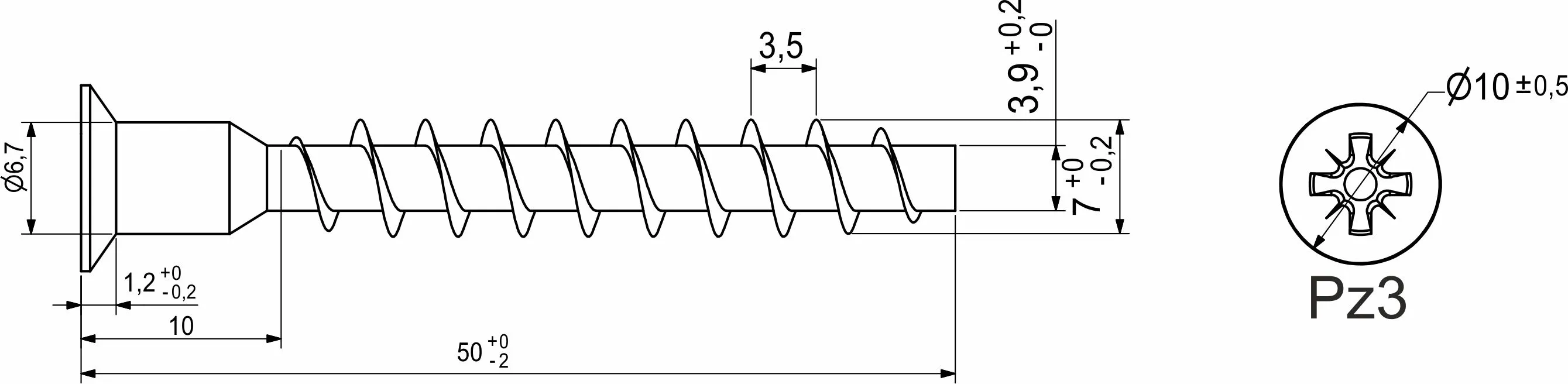 Шуруп-конфирмат 7,0*50 PZ (уп/2,5тыс.шт) AKS
