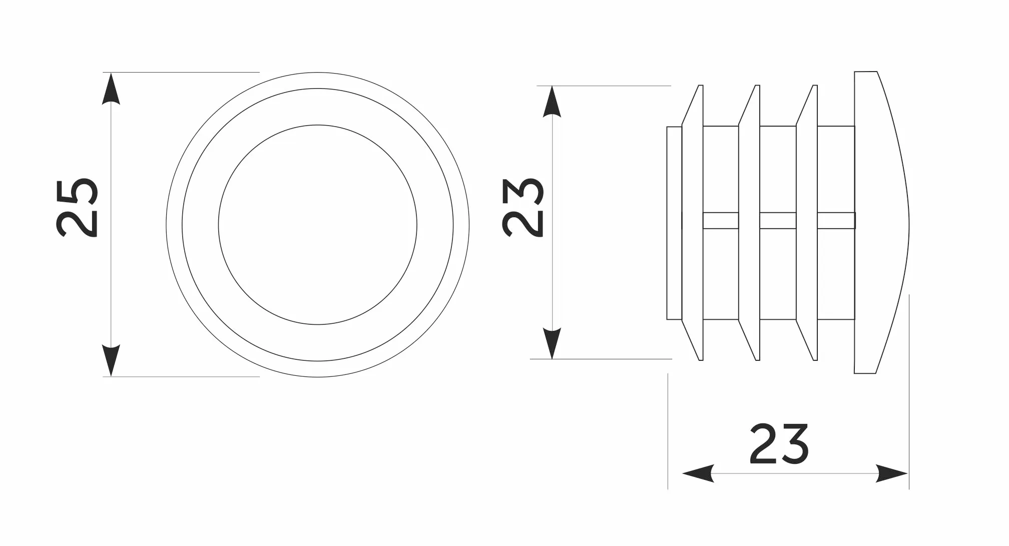 Заглушка внутр. трубы d25 (507D) 0,8мм полушар, хром AKS LIGHT