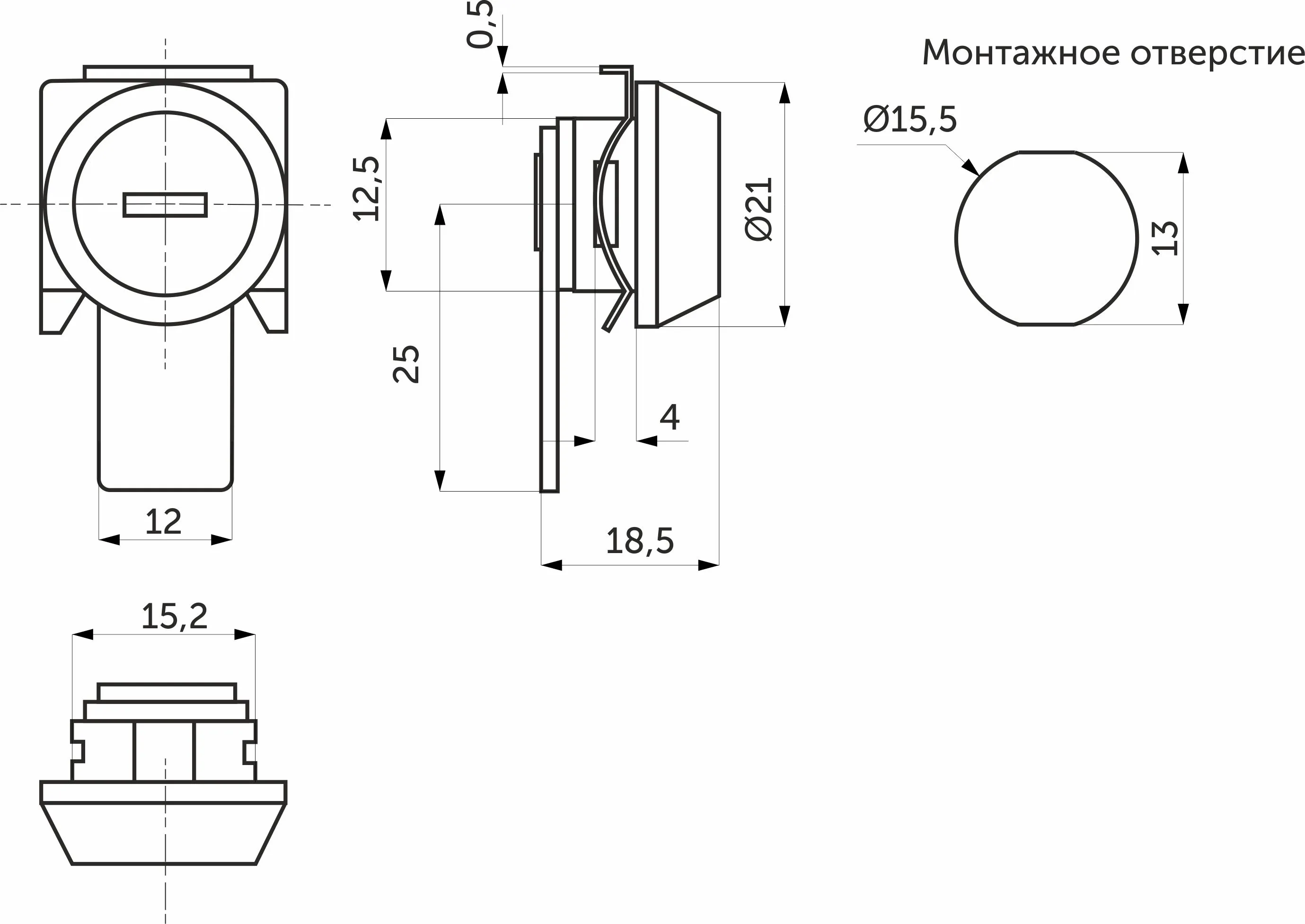 Замок для почтового ящика механический 12х25 мм RU