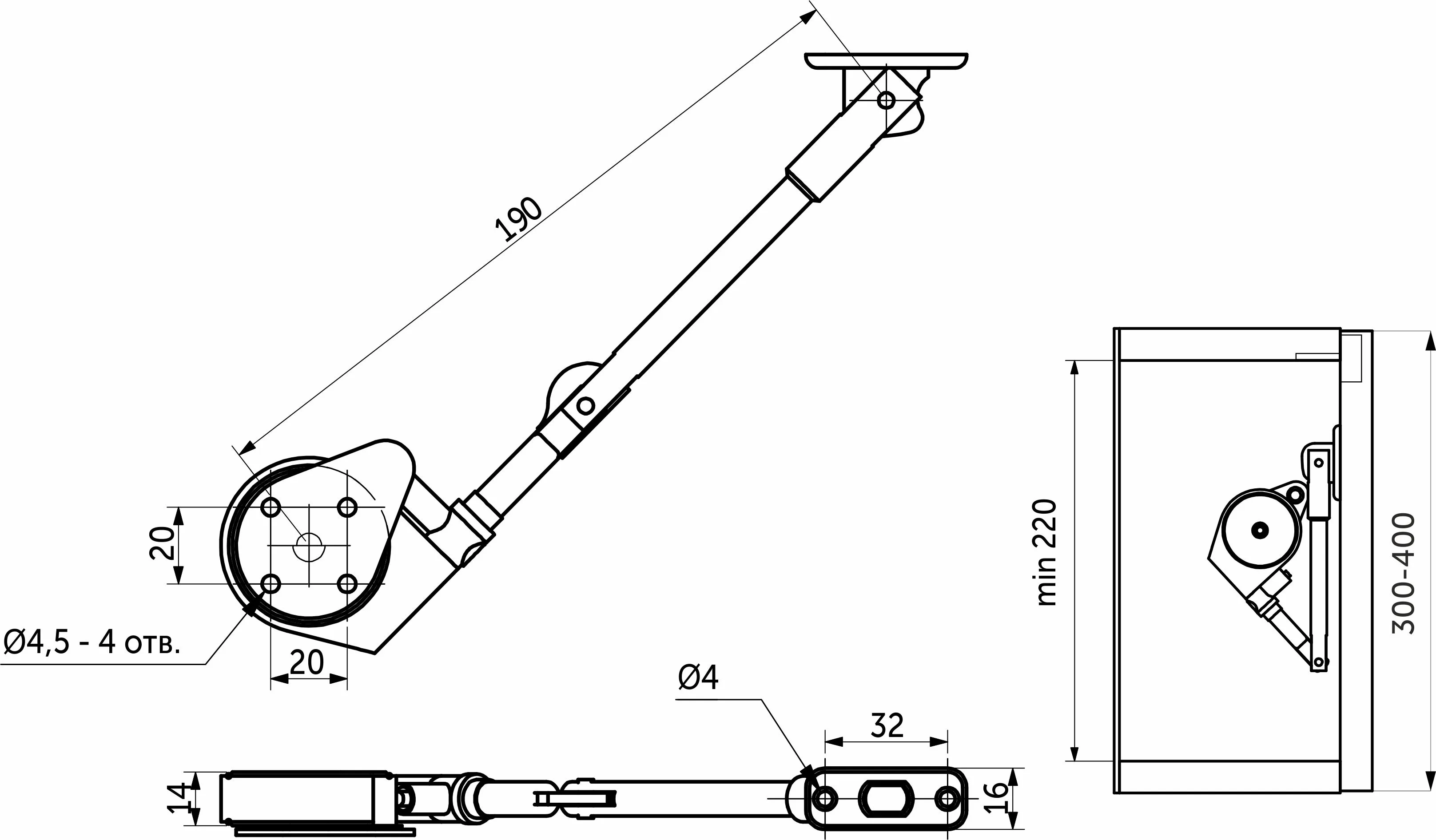 Подъемный механизм верхний AKS SMART LIFT серый