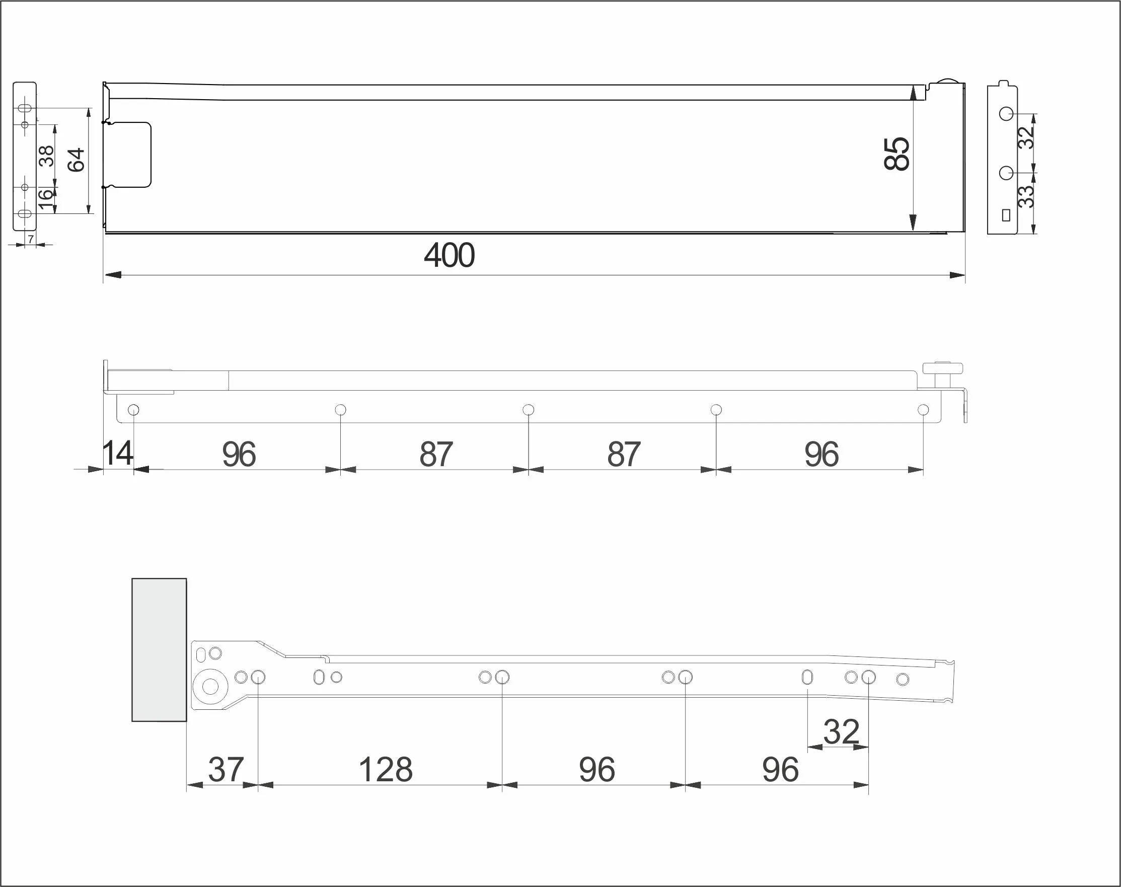 Система ящиков Металбокс AKS L-400 белый H=86 левая+правая (тип 2)
